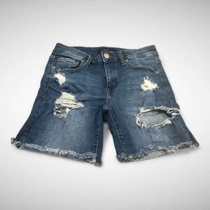 Aeropostale Bermuda Jean Shorts Women's 6 Juniors Blue Denim Distressed